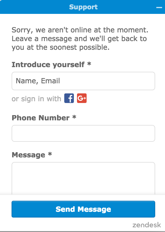 Annoying live chat asks you to fill out a bunch of fields